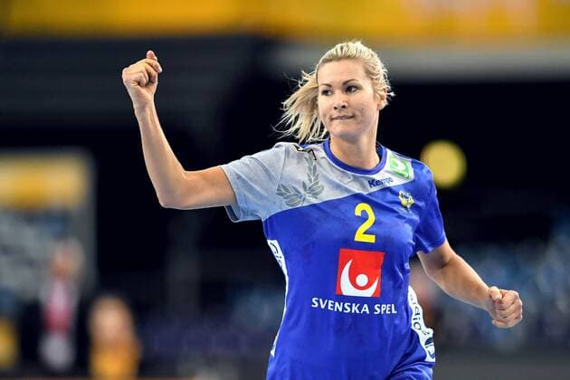 Handball, WM, Damen, Schweden - Slowenien 171210 Sveriges Ulrika Toft Hansen jublar under attondelsfinalen mellan Sverige och Slovenien under handbolls-VM den 10 december 2017 i Leipzig. Copyright: CARLxSANDIN BB171210CS095