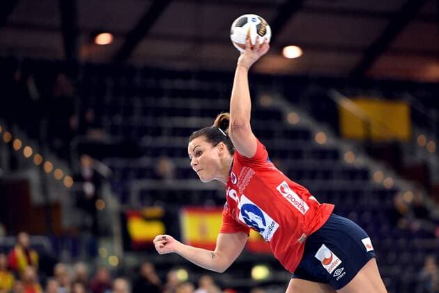 171211 Norges Nora Mork under attondelsfinalen mellan Spanien och Norge under handbolls-VM den 11 december 2017 i Leipzig. Copyright: CARLxSANDIN BB171211CS069