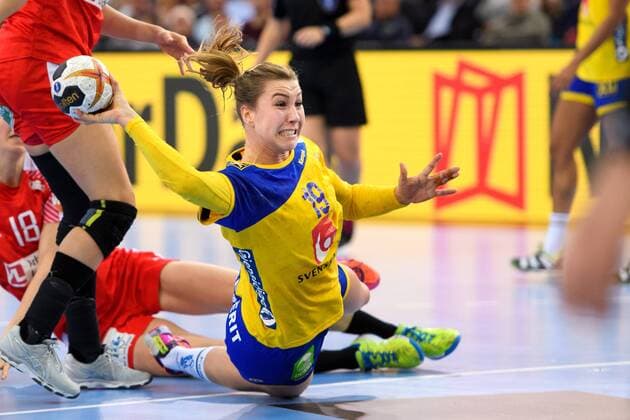 171212 Sveriges Anna Lagerquist i kvartsfinalen mellan Sverige och Danmark under handbolls-VM den 12 december 2017 i Leipzig. Copyright: CARLxSANDIN BB171212CS089