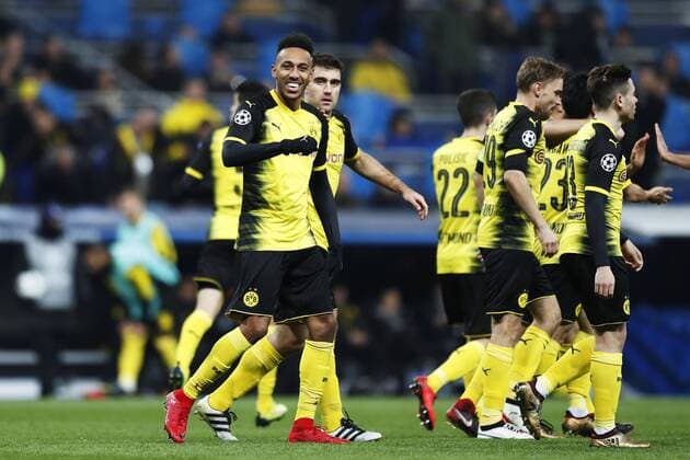 Pierre-Emerick Aubameyang (Dortmund), DECEMBER 6, 2017 - Football Soccer : UEFA Champions League Group H match between Real Madrid 3-2 Borussia Dortmund at the Santiago Bernabeu Stadium in Madrid, Spain. Noxthirdxpartyxsales  (oqma024699)
