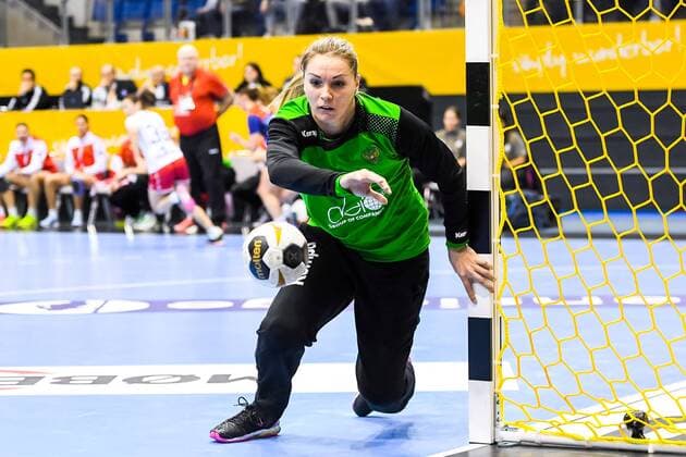 Handball, WM Damen, Norwegen - Russland 171213 Rysslands malvakt Viktoriia Kalinina i kvartsfinalen mellan Norge och Ryssland under handbolls-VM den 13 december 2017 i Magdeburg. Copyright: CARLxSANDIN BB171213CS055