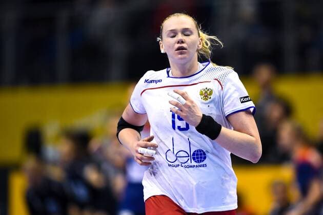 Handball, WM Damen, Norwegen - Russland 171213 Rysslands Kseniia Makeeva deppar i kvartsfinalen mellan Norge och Ryssland under handbolls-VM den 13 december 2017 i Magdeburg. Copyright: CARLxSANDIN BB171213CS071
