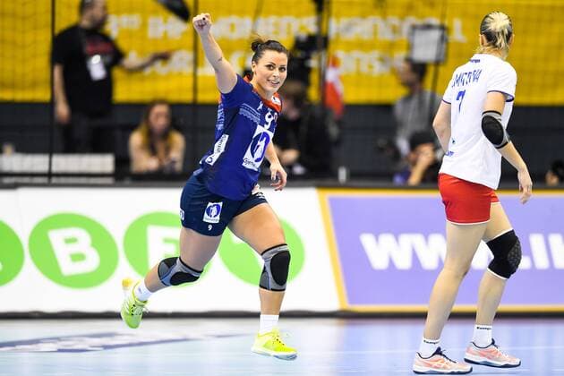 Handball, WM Damen, Norwegen - Russland 171213 Norges Nora M¿rk jublar i kvartsfinalen mellan Norge och Ryssland under handbolls-VM den 13 december 2017 i Magdeburg. Copyright: CARLxSANDIN BB171213CS074