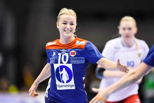 Handball, WM Damen, Norwegen - Russland 171213 Norges Stine Bredal Oftedal jublar i kvartsfinalen mellan Norge och Ryssland under handbolls-VM den 13 december 2017 i Magdeburg. Copyright: CARLxSANDIN BB171213CS078