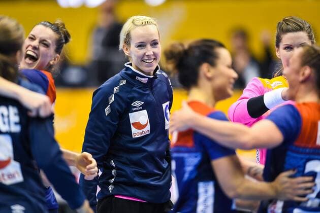 Handball, WM Damen, Norwegen - Russland 171213 Norges malvakt Katrine Lunde jublar efter kvartsfinalen mellan Norge och Ryssland under handbolls-VM den 13 december 2017 i Magdeburg. Copyright: CARLxSANDIN BB171213CS091