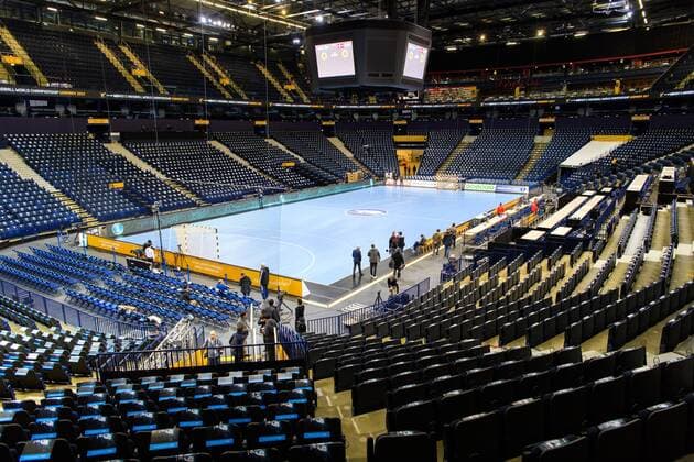 171214 Interiör av Barclaycard Arena inför semifinalen mellan Sverige och Frankrike under handbolls-VM den 14 december 2017 i Hamburg. Copyright: CARLxSANDIN BB171214CS074