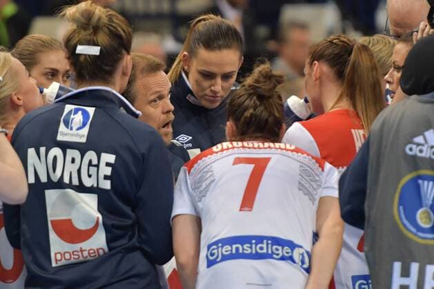 GER, HBL, 23 IHF Frauen Handball Weltmeisterschaft, Halbfinale, Niederlande vs Norwegen 15.12.17, Barcleycard Arena Hamburg, GER, HBL, 23 IHF Frauen Handball Weltmeisterschaft, Halbfinale, Niederlande vs Norwegen, im Bild Trainer Thorir Hergeirsson (Norwegen) spricht mit der Mannschaft