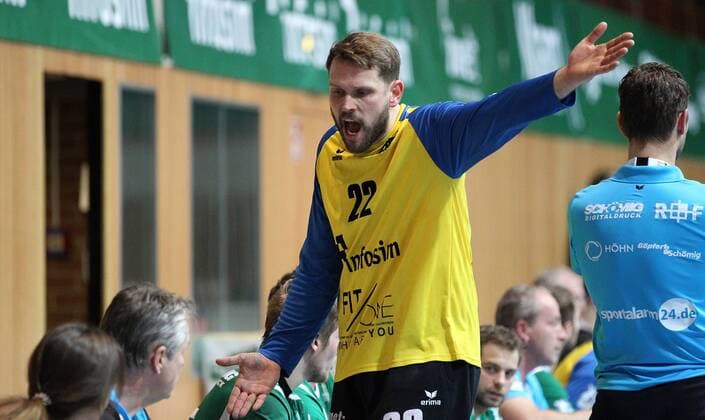 v.li.: Max Brustmann (DJK Rimpar Wölfe) enttäuscht schauend, Enttäuschung, disappointed, DKB 2. Handball-Bundesliga, DJK Rimpar Wölfe - VfL Eintracht Hagen,