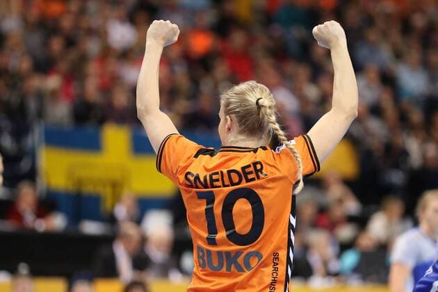 Handball, WM, Damen, Niederlande - Schweden Niederlande - Schweden, 23. IHF Handball-Weltmeisterschaft der Frauen; Hamburg, 17.12.17 Hamburg, 17.12.17, Handball, 23. IHF Handball-Weltmeisterschaft der Frauen, Spiel um Platz 3, Niederlande - Schweden : Jubel Torjubel bei Danick Snelder (Niederlande, 10)