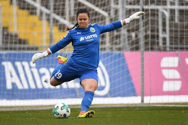 Bryane Heaberlin (Torfrau, 1.FFC Frankfurt, 29) Freisteller, Einzelbild, Aktion, Action, Fussball,Allianz Frauen-Bundesliga, FC Bayern München - 1. FFC Frankfurt,
