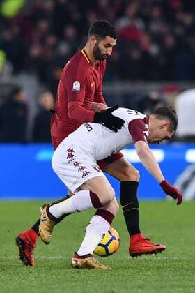 As Roma 20 12 2017 - Coppa Italia Roma-Torino foto Antonello Sammarco Image nella foto: Maxime Gonalons-Andrea Belotti 