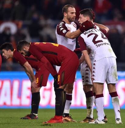 Esultanza Lorenzo De Silvestri, Emiliano Moretti, Andrea Belotti Torino celebration. Delusione Maxime Gonalons, Diego Perotti Roma 20-12-2017 Stadio Olimpico Football Calcio Coppa Italia AS Roma - Torino . Foto Andrea Staccioli Insidefoto andreaxstaccioli