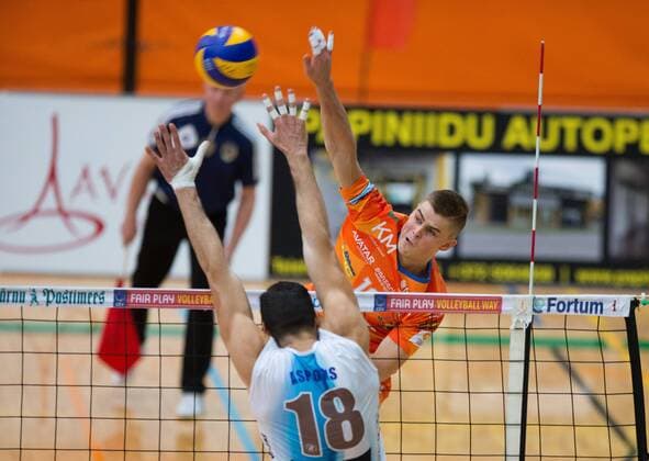 Tallinn. Estonia, 20.12.2017 Volleyball CEV Challenge Cup Pärnu (orange shirts) vs. Pafose Pafiakos 3:0 Tallinn Harjumaa Estonia  Copyright: xTairoxLutterx