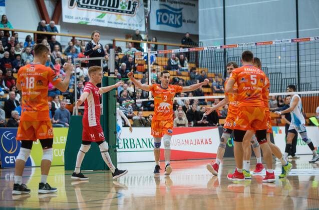 Tallinn. Estonia, 20.12.2017 Volleyball CEV Challenge Cup Pärnu (orange shirts) vs. Pafose Pafiakos 3:0 Tallinn Harjumaa Estonia  Copyright: xTairoxLutterx