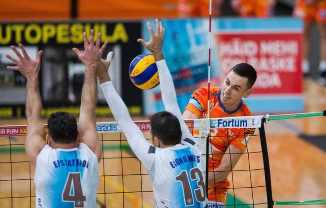 Tallinn. Estonia, 20.12.2017 Volleyball CEV Challenge Cup Pärnu (orange shirts) vs. Pafose Pafiakos 3:0 Tallinn Harjumaa Estonia  Copyright: xTairoxLutterx