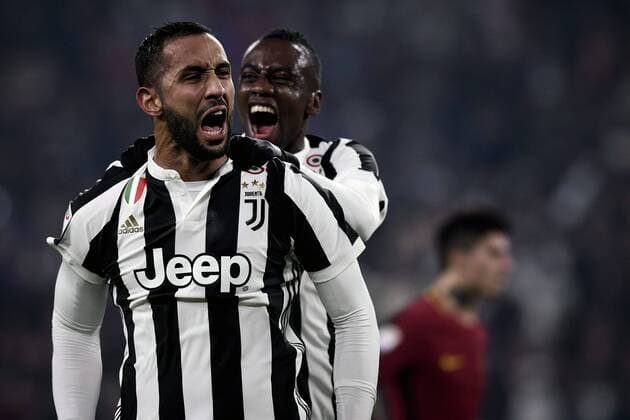 Esultanza gol Mehdi Benatia Juventus Goal celebration with Blaise Matuidi Torino 23-12-2017 Allianz Stadium Calcio Serie A Juventus - Roma foto OnePlusNine Insidefoto OnePlusNine