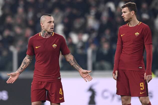 Fußball, Juventus Turin - AS Rom Mg Torino 23 12 2017 - campionato di calcio serie A Juventus-Roma foto Matteo Gribaudi Image nella foto: Radja Nainggolan-Edin Dzeko 