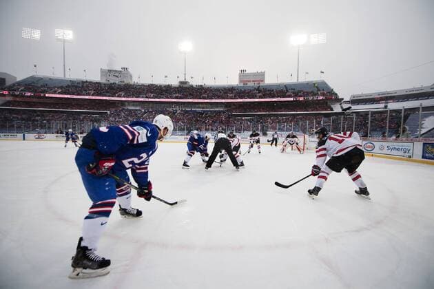 Eishockey, Junioren WM, Outdoor, USA - Kanada 171229 Generell vy över New Era Field under ishockeymatchen i JVM mellan Kanada och USA den 29 december 2017 i Buffalo. Copyright: JOELxMARKLUND BB171229JM046