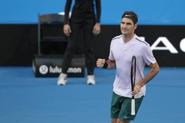 30th December 2017, Perth Arena, Perth, Australia; MasterCard Hopman Cup Tennis; Roger Federer of Team Switzerland reacts to winning his match against Yuchi Sugita of Team Japan 2-0  ActionPlus11966365