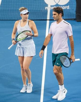 ROGER FEDERER BELINDA BENCIC, Mixed Double Tennis - Hopman Cup 2018 - ITF - Perth Arena - Perth - Western Australia - Australia - 30 December 2017. Â Copyright: xJuergenxHasenkopfx