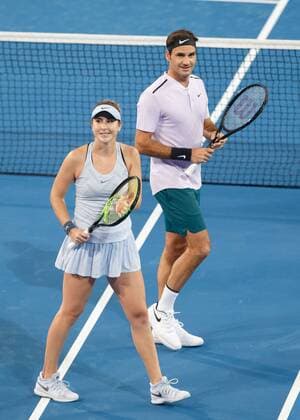 ROGER FEDERER BELINDA BENCIC, Mixed Doubles Tennis - Hopman Cup 2018 - ITF - Perth Arena - Perth - Western Australia - Australia - 30 December 2017. Â Copyright: xJuergenxHasenkopfx