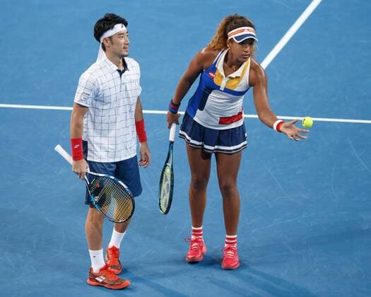 YUICHI SUGITA und NAOMI OSAKA, Mixed Doubles Tennis - Hopman Cup 2018 - ITF - Perth Arena - Perth - Western Australia - Australia - 30 December 2017. Â Copyright: xJuergenxHasenkopfx