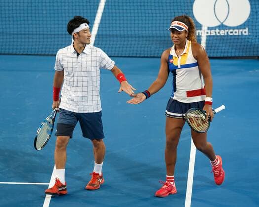 YUICHI SUGITA und NAOMI OSAKA, Mixed Doubles Tennis - Hopman Cup 2018 - ITF - Perth Arena - Perth - Western Australia - Australia - 30 December 2017. Â Copyright: xJuergenxHasenkopfx