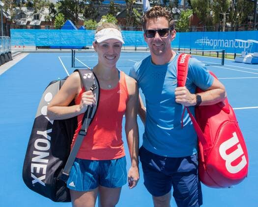 ANGELIQUE KERBER (GER) und Trainer Wim Fissette (BEL) Tennis - Hopman Cup 2018 - ITF - Perth Arena - Perth - Western Australia - Australia - 31 December 2017. Â Copyright: xJuergenxHasenkopfx