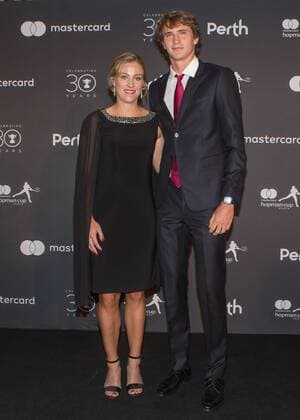 Tennis, Hopman Cup Neujahrsgala Hopman Cup Feature, ANGELIQUE KERBER ALEXANDER ZVEREV, Team Germany, New Years Eve Gala, Silvester Ball Tennis - Hopman Cup 2018 - ITF - Perth Arena - Perth - Western Australia - Australia - 31 December 2017. Â Copyright: xJuergenxHasenkopfx