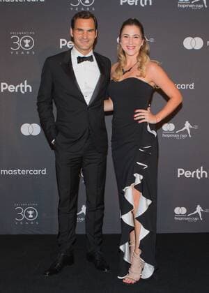Tennis, Hopman Cup Neujahrsgala Hopman Cup Feature, BELINDA BENCIC ROGER FEDERER, Team Switzerland, New Years Eve Gala, Silvester Ball Tennis - Hopman Cup 2018 - ITF - Perth Arena - Perth - Western Australia - Australia - 31 December 2017. Â Copyright: xJuergenxHasenkopfx