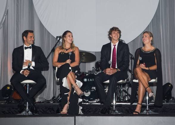 Tennis, Hopman Cup Neujahrsgala Hopman Cup Feature, L-R. ROGER FEDERER, BELINDA BENCIC, ALEXANDER ZVEREV, ANGELIQUE KERBER, New Years Eve Gala, Silvester Ball Tennis - Hopman Cup 2018 - ITF - Perth Arena - Perth - Western Australia - Australia - 31 December 2017. Â Copyright: xJuergenxHasenkopfx