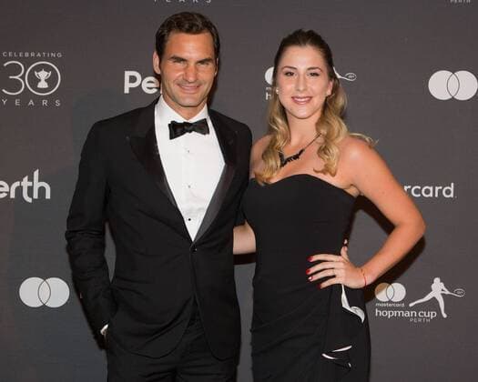 Tennis, Hopman Cup Neujahrsgala Hopman Cup Feature, BELINDA BENCIC ROGER FEDERER, Team Switzerland, New Years Eve Gala, Silvester Ball Tennis - Hopman Cup 2018 - ITF - Perth Arena - Perth - Western Australia - Australia - 31 December 2017. Â Copyright: xJuergenxHasenkopfx