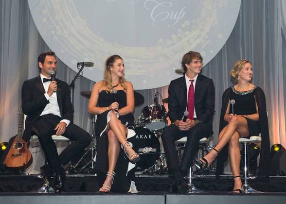 Tennis, Hopman Cup Neujahrsgala Hopman Cup Feature, L-R. ROGER FEDERER, BELINDA BENCIC, ALEXANDER ZVEREV, ANGELIQUE KERBER, New Years Eve Gala, Silvester Ball Tennis - Hopman Cup 2018 - ITF - Perth Arena - Perth - Western Australia - Australia - 31 December 2017. Â Copyright: xJuergenxHasenkopfx
