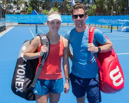ANGELIQUE KERBER (GER) und Trainer Wim Fissette (BEL) Tennis - Hopman Cup 2018 - ITF - Perth Arena - Perth - Western Australia - Australia - 31 December 2017. Â Copyright: xJuergenxHasenkopfx
