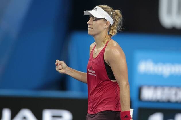 1st January 2018, Perth Arena, Perth, Australia; MasterCard Hopman Cup Tennis; Angelique Kerber of Team Germany reacts to winning her match against Elise Mertens of Team Belgium  ActionPlus11967121