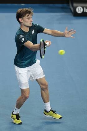 1st January 2018, Perth Arena, Perth, Australia; MasterCard Hopman Cup Tennis; David Goffin of Team Belgium plays a forehand shot against Alexander Zverev of Team Germany Goffin won in straight sets 2-0  ActionPlus11967143