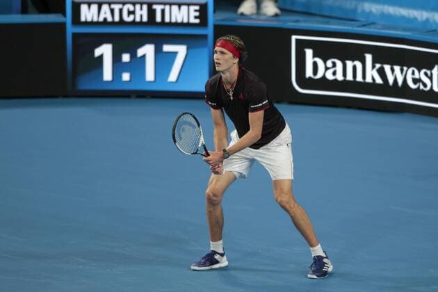1st January 2018, Perth Arena, Perth, Australia; MasterCard Hopman Cup Tennis; Alexander Zverev of Team Germany waits to receive serve from David Goffin of Team Belgium during his straight sets loss  ActionPlus11967153