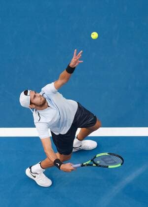 KAREN KHACHANOV (RUS), von oben, Vogelperspektive, Team Russia Tennis - Hopman Cup 2018 - ITF - Perth Arena - Perth - Western Australia - Australia - 2 January 2018. Â Copyright: xJuergenxHasenkopfx