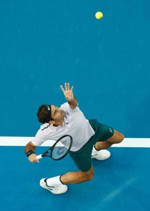 Bilder des Tages - SPORT ROGER FEDERER (SUI), von oben, Vogelperspektive, Team Switzerland Tennis - Hopman Cup 2018 - ITF - Perth Arena - Perth - Western Australia - Australia - 2 January 2018. Â Copyright: xJuergenxHasenkopfx