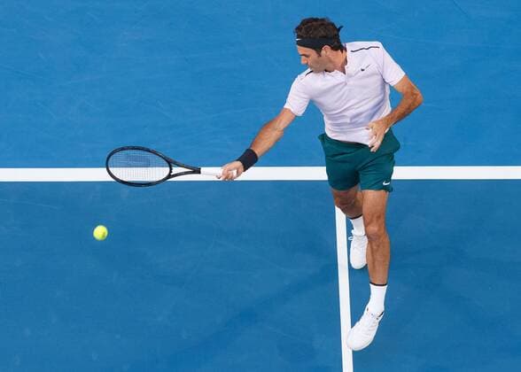 ROGER FEDERER (SUI), von oben, Vogelperspektive, Team Switzerland Tennis - Hopman Cup 2018 - ITF - Perth Arena - Perth - Western Australia - Australia - 2 January 2018. Â Copyright: xJuergenxHasenkopfx