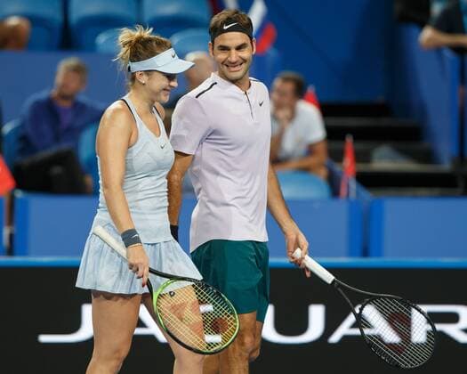 BELINDA BENCIC und ROGER FEDERER, Team SWITZERLAND Tennis - Hopman Cup 2018 - ITF - Perth Arena - Perth - Western Australia - Australia - 2 January 2018. Â Copyright: xJuergenxHasenkopfx