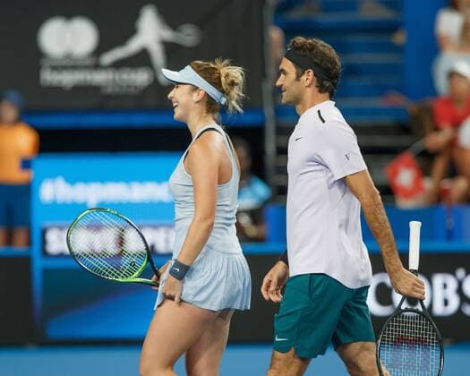 BELINDA BENCIC und ROGER FEDERER, Team SWITZERLAND Tennis - Hopman Cup 2018 - ITF - Perth Arena - Perth - Western Australia - Australia - 2 January 2018. Â Copyright: xJuergenxHasenkopfx