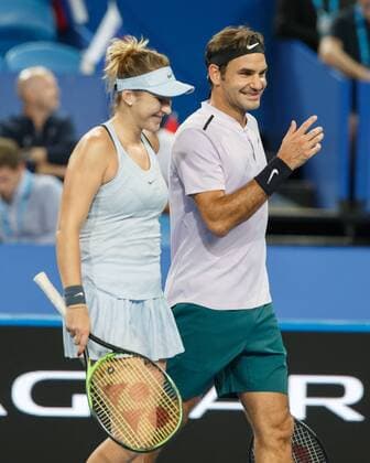 BELINDA BENCIC und ROGER FEDERER, Team SWITZERLAND Tennis - Hopman Cup 2018 - ITF - Perth Arena - Perth - Western Australia - Australia - 2 January 2018. Â Copyright: xJuergenxHasenkopfx