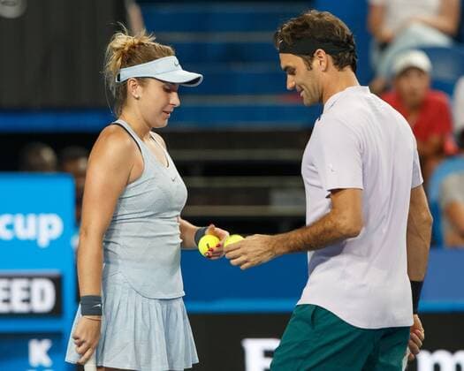 BELINDA BENCIC und ROGER FEDERER, Team SWITZERLAND Tennis - Hopman Cup 2018 - ITF - Perth Arena - Perth - Western Australia - Australia - 2 January 2018. Â Copyright: xJuergenxHasenkopfx