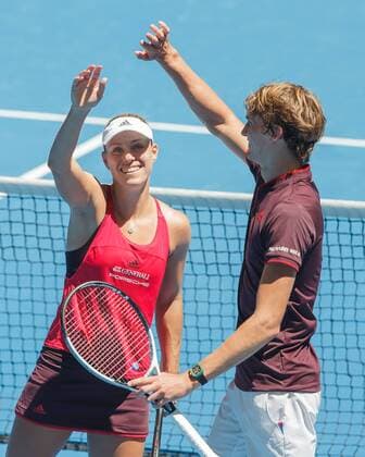 Bilder des Tages - SPORT ANGELIQUE KERBER ALEXANDER ZVEREV winken nach ihrem Sieg, Freude,Emotion, Team Germany Tennis - Hopman Cup 2018 - ITF - Perth Arena - Perth - Western Australia - Australia - 3 January 2018. Copyright: xJuergenxHasenkopfx