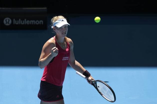 3rd January 2018, Perth Arena, Perth, Australia; MasterCard Hopman Cup Tennis; Angelique Kerber of Team Germany reacts to winning the match against Eugenie Bouchard of Team Canada in straight sets  ActionPlus11967723