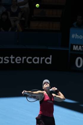 3rd January 2018, Perth Arena, Perth, Australia; MasterCard Hopman Cup Tennis; Angelique Kerber of Team Germany serves to Eugenie Bouchard of Team Canada Kerber won 2-0  ActionPlus11967760