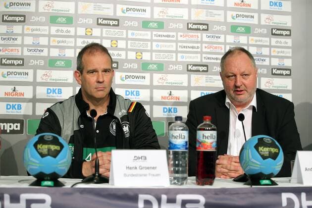 Bundestrainer Henk Gorener DHB Praesident Andreas Michelmann, Vorstellung Frauen Nationaltrainer, Handball, GER, Nationalteam, Pressekonferenz, 2018, Deutschland, 04.01.2018, Stuttgart Copyright: xLanger Eibner-Pressefotox EP_HLR