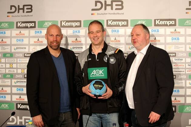 Vorstand DHB Alex Kromer Bundestrainer Henk Gorener DHB Praesident Andreas Michelmann, Vorstellung Frauen Nationaltrainer, Handball, GER, Nationalteam, Pressekonferenz, 2018, Deutschland, 04.01.2018, Stuttgart Copyright: xLanger Eibner-Pressefotox EP_HLR