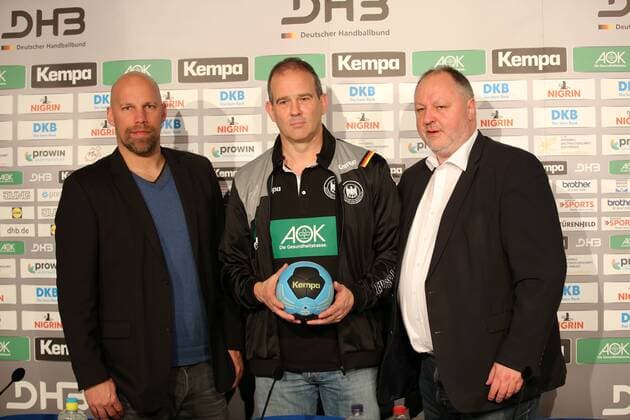 Vorstand DHB Alex Kromer Bundestrainer Henk Gorener DHB Praesident Andreas Michelmann, Vorstellung Frauen Nationaltrainer, Handball, GER, Nationalteam, Pressekonferenz, 2018, Deutschland, 04.01.2018, Stuttgart Copyright: xLanger Eibner-Pressefotox EP_HLR